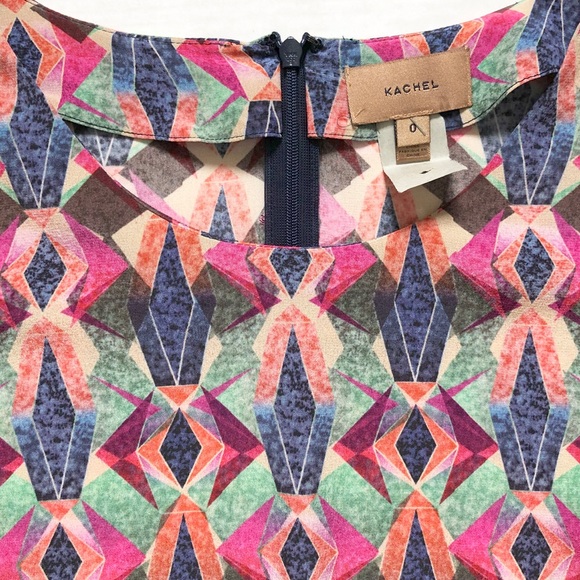 Kachel Geometric Diamond Scope Silk Shift Dress - Picture 7 of 8